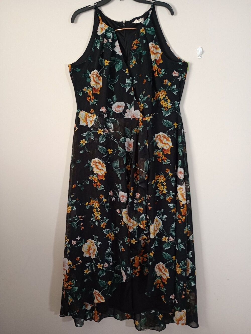 Just Found Black Floral High Low Sleeveless Dress Size 1X